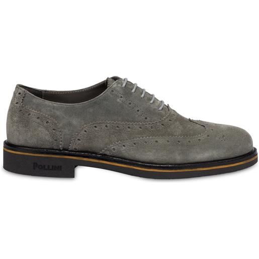 POLLINI derby in crosta con broguering corinto - grigio