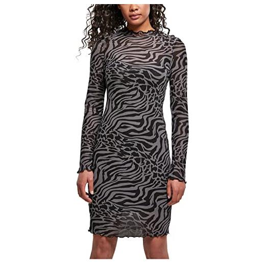 Urban Classics ladies aop double layer dress vestito, asfalto/nero, xs donna