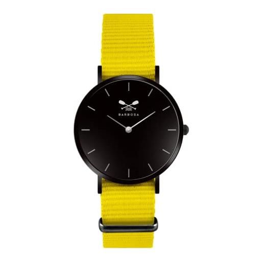 BARBOSA NORD SUD EST barbosa - orologio sportivo nero, al quarzo, cinturino giallo in nylon, stile minimale
