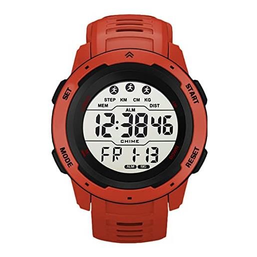 Alomejor orologio sportivo digitale orologio da corsa sportivo da uomo con cronometraggio luminoso multifunzionale impermeabile(rosso)