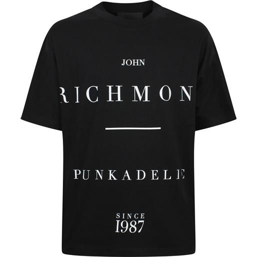 JOHN RICHMOND t-shirt nera con logo centrale per uomo