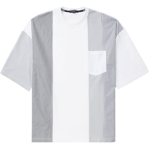 Comme des Garçons Homme t-shirt a righe con design patchwork - bianco