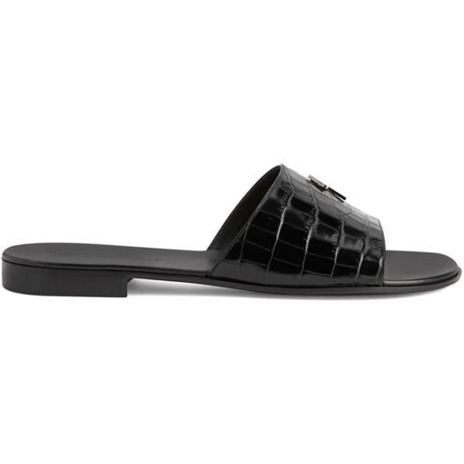 Giuseppe Zanotti sandali slides darrin flash con placca logo - nero