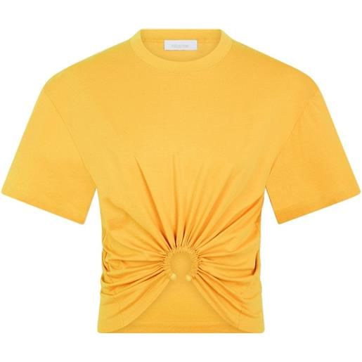 Rabanne t-shirt crop con dettaglio ad anello - giallo