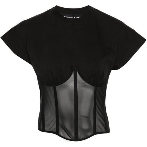 Versace Jeans Couture t-shirt con inserti a rete - nero