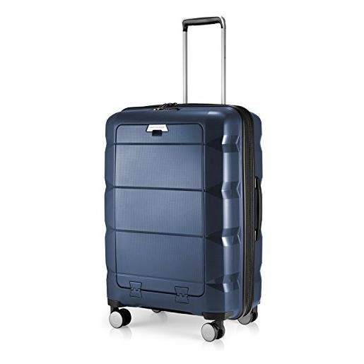 Hauptstadtkoffer - britz - valigetta rigida con scomparto per laptop, trolley, trolley, valigia da viaggio espandibile, tsa, 4 ruote, 66 cm, 60 litri, blu scuro
