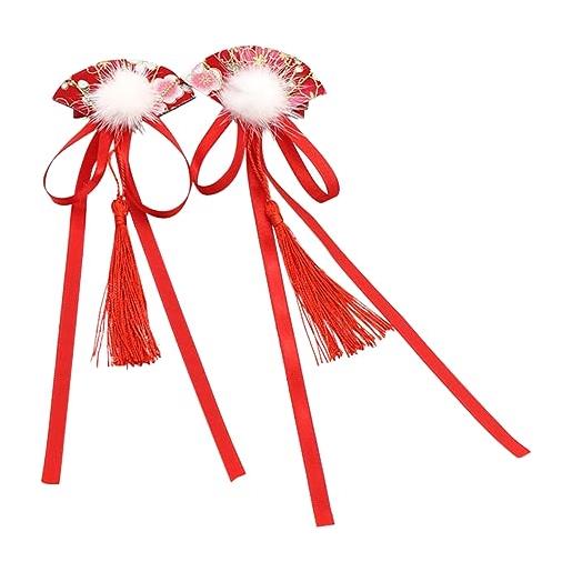 minkissy 1 paio forcina per bambini copricapo di capodanno mollette per tradizionali fermagli per capodanno cinese tessuto capi di abbigliamento bambino modellazione