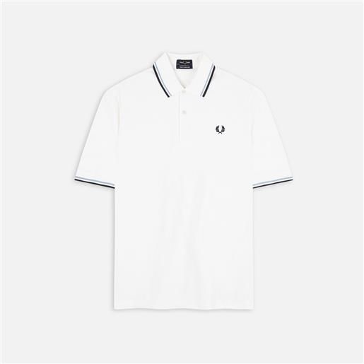 Fred Perry twin tipped polo shirt white uomo