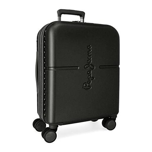Pepe Jeans highlight - valigia da cabina nera, 40 x 55 x 20 cm, rigida abs, chiusura tsa integrata, 37 l, 2,74 kg, 4 ruote, doppia estensibile, bagaglio a mano