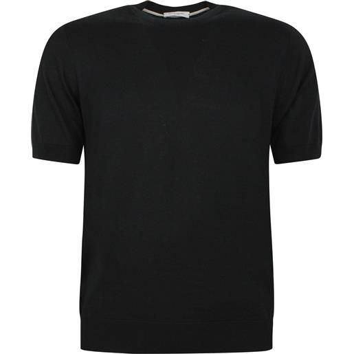 PAOLO PECORA t-shirt nera in maglia per uomo