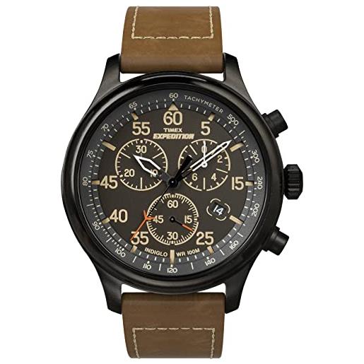 Timex expedition 43mm orologio cronografo da uomo con quadrante cinturino in pelle marrone tw4b20800