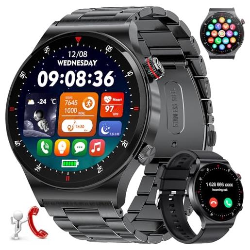 LIGE orologio smartwatch uomo con chiamata bluetooth, 1.43 schermo amoled smart watch con 24/7 frequenza cardiaca, monitor del sonno per android ios, 110+ sportmodi, impermeabile ip68, sempre ttivo