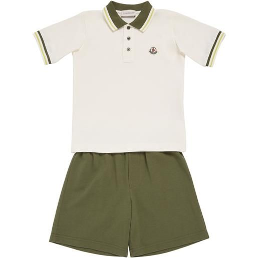 MONCLER cotton piquet polo shirt & shorts