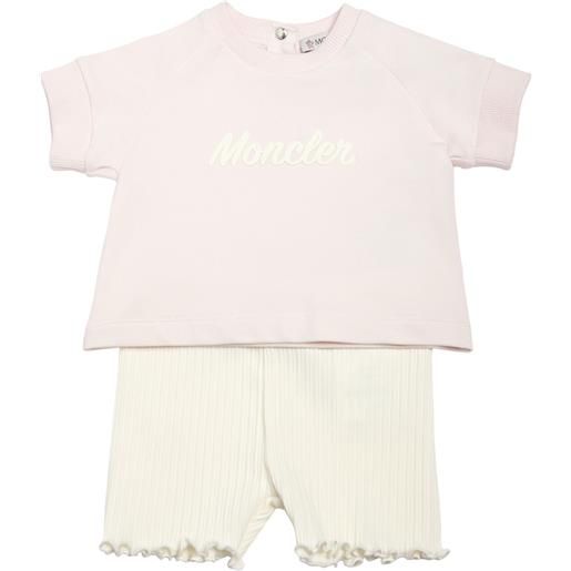MONCLER t-shirt e shorts in misto cotone stretch