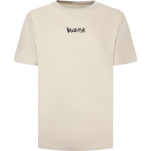 DISCLAIMER t-shirt beige con stampa logata per uomo