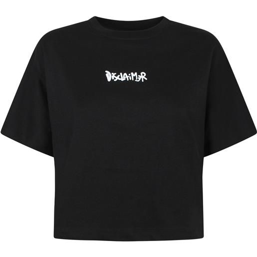 DISCLAIMER t-shirt nera corta per donna