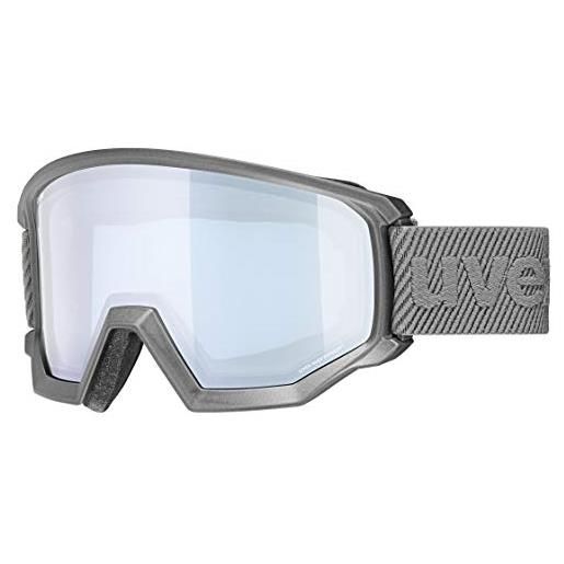 Uvex athletic fm, occhiali da sci unisex, campo visivo ampliato, privo di appannamenti, ventilazione della montatura senza spifferi, black matt/green-lgl, one size