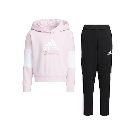adidas badge of sport logo track suit tuta, clear pink/black, 3-4 years girl's