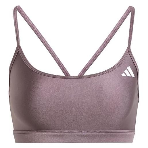adidas aeroreact training light support shiny bra - reggiseno da allenamento con supporto leggero da donna, shadow fig, 