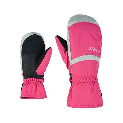 Ziener lejanos as(r) mitten glove junior, guanti da sci/sport invernali, impermeabili, traspiranti. Bambini, rosa-pop pink, 5.5