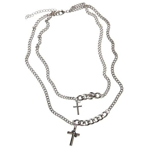 Urban Classics various chain cross necklace, collana, unisex - adulto, argento (silver), taglia unica