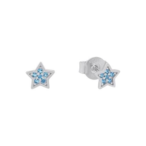 s.Oliver orecchini a perno orecchini per bambine in argento 925, con vetro, 0,5 cm, argento, stella, fornito in confezione regalo per gioielli, 2020870