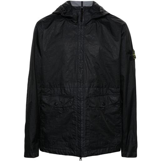 Stone Island giacca cerata con applicazione compass - blu