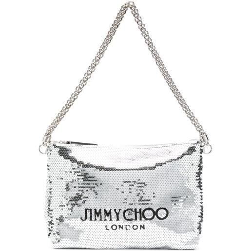 Jimmy Choo borsa a spalla callie con paillettes - argento