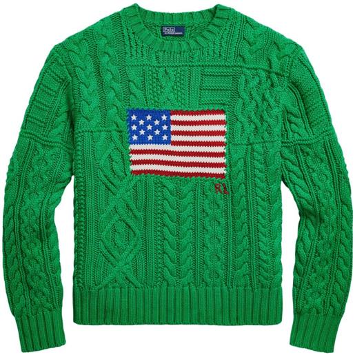 Polo Ralph Lauren maglione aran flag - verde