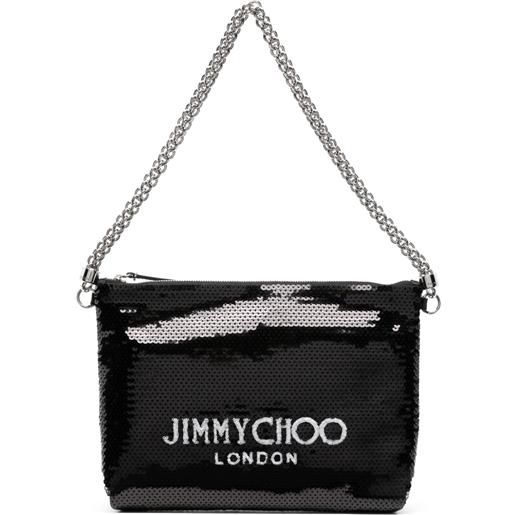 Jimmy Choo borsa a spalla callie con paillettes - nero