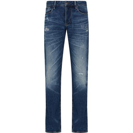 Emporio Armani jeans slim con effetto vissuto j06 - blu