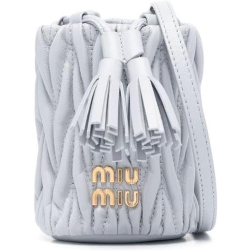 Miu Miu borsa mini matelassé con logo - grigio