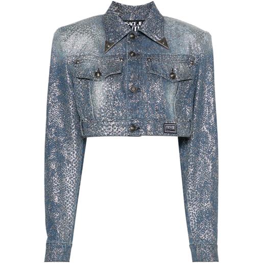 Versace Jeans Couture giacca animalier denim crop - blu
