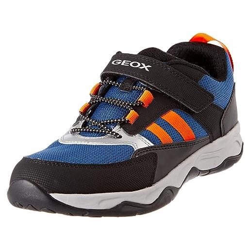 Geox j calco boy a, scarpe da ginnastica bambini e ragazzi, dk blue orange, 33 eu