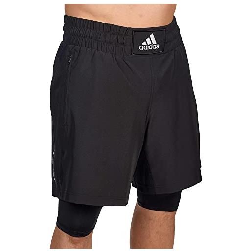 Adidas bxwtsh02-100 boxwear tech - shorts with inner tights pantaloncini unisex - adulto blackwhite m