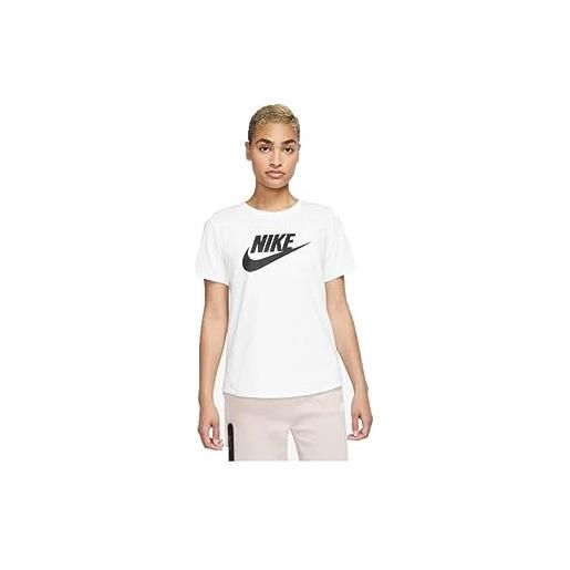 Nike dx7906-100 w nsw tee essntl icn ftra t-shirt donna white/black/black taglia xs