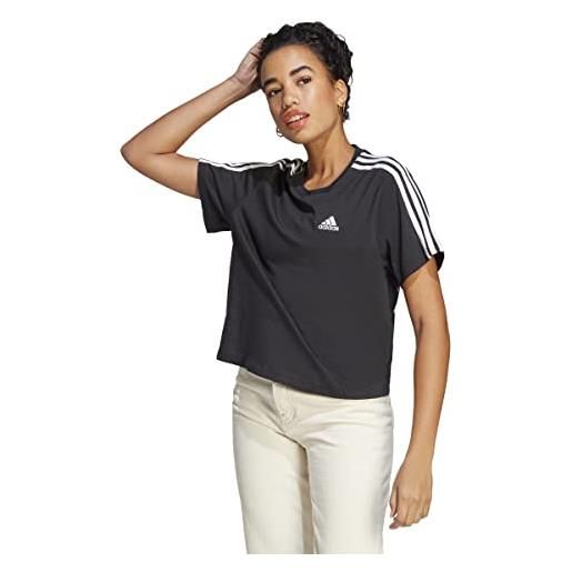 adidas essentials 3-stripes single jersey crop top, t-shirt donna, black/white, s