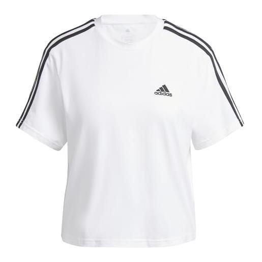 adidas essentials 3-stripes single jersey crop top, t-shirt donna, black/white, s