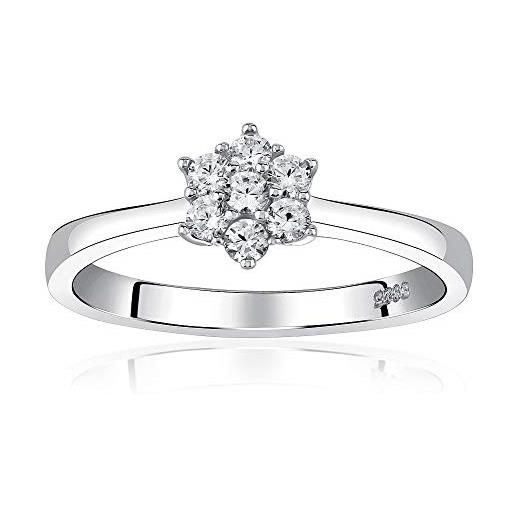 SILVEGO anello di fidanzamento in argento 925 fiore con swarovski® zirconia, jjjr2338sw