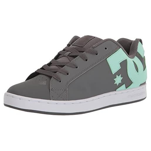 DC Shoes dc court graffik-scarpe da skate da donna, skateboard, grigio scuro rosa chiaro, 42 eu