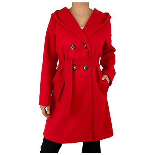JOPHY & CO. cappotto doppiopetto donna invernale con tasche e bottoni (cod. 6557 & 6595) (rosso/1 (cod. 6595), 3xl)