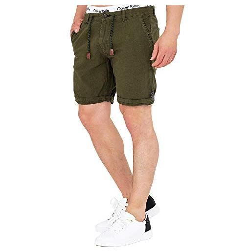 Indicode uomini beauvals shorts | pantaloncini in cotone e lino dark olive m