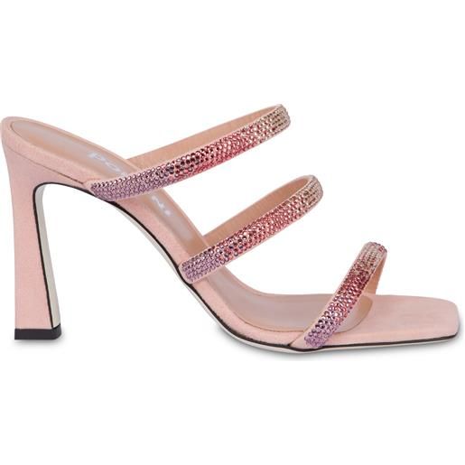 POLLINI mules con tacco bling bling - rosa