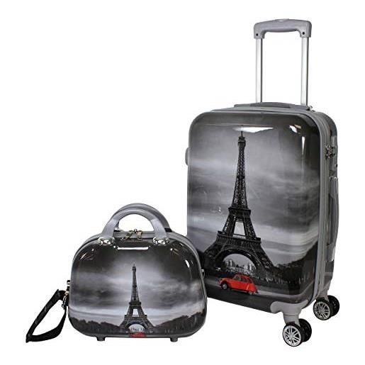 World Traveler paris destination - set di 2 bagagli per trasporto a tema paris destination, taglia unica