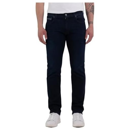 Replay jeans dritti grover da uomo con elasticità, blu (medium blue 009), 33w / 30l