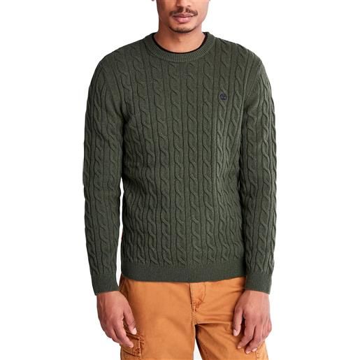 Timberland maglione da uomo girocollo a trecce phillips brook verde