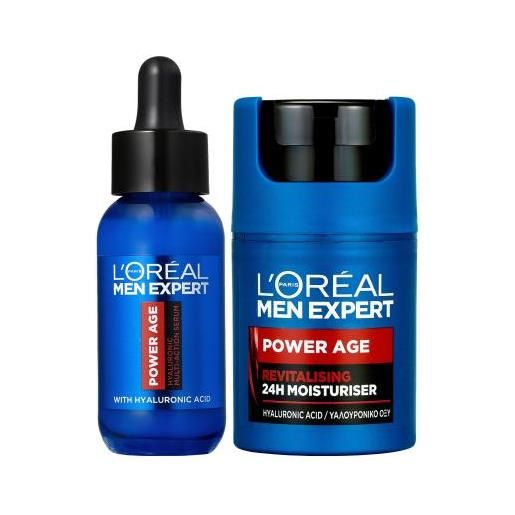L'Oréal Paris men expert power age hyaluronic multi-action serum cofanetti siero per il viso 30 ml + crema giorno per il viso 50 ml per uomo