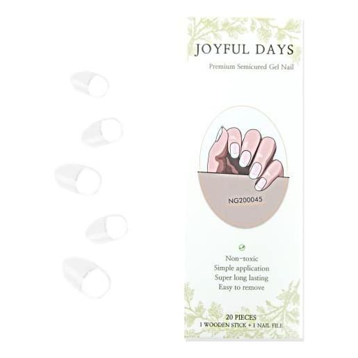 JoyfulDays joyful days - strisce per unghie in gel semi-polimerizzato, autoadesive per smalto per unghie, con lima e bastone (french tip with glitter)