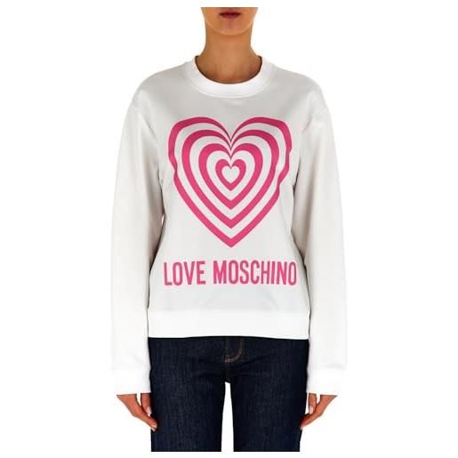 Love Moschino regular fit roundneck sweatshirt maglia di tuta, bianco, 48 donna