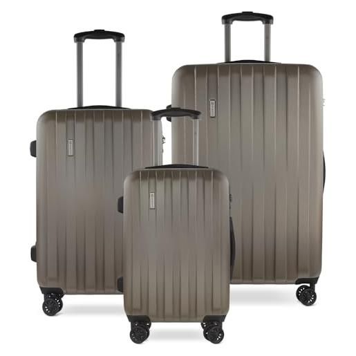 bugatti lima set valigia rigida - set di valigie da viaggio a 4 ruote e 3 pezzi, bronzo